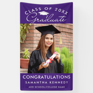 Purple Photo Graduation 2026 Congratulations Banner