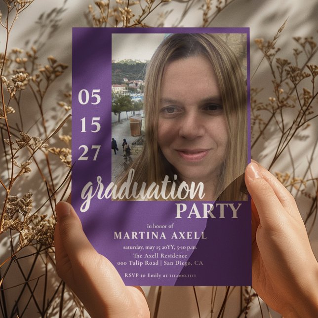 Purple Photo Graduation Party Invitation (Créateur téléchargé)