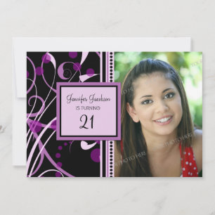 Purple Photo Invitations à la fête d'anniversaire
