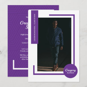 Purple Photo Modern Photo Graduation Invite