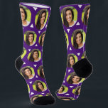 Purple Photo of Girlfriend for Boyfriend Cute Socks<br><div class="desc">These cute purple photo of girlfriend for boyfriend socks feature your own photo with a white triangles pattern and are sure to bring your boyfriend a smile! He will think of you every time he pulls on these socks, (and may make him love you more!) This is a great gift...</div>