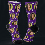 Purple Photo of Girlfriend For Boyfriend Hearts  Socks<br><div class="desc">These fun purple photo of girlfriend for boyfriend socks feature your own photo with a cute white hearts pattern, and are sure to bring your boyfriend a smile! He will think of you every time he pulls on these socks, and will love them (and maybe make him love you more!)...</div>