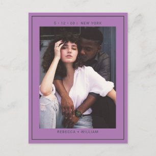 Purple Photo Wedding Save the Date Invitation Postcard