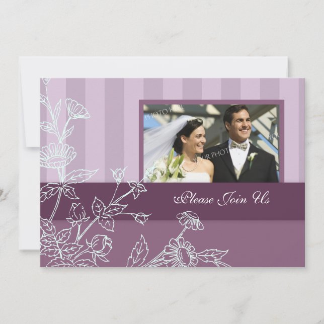 Purple Photo Wedding Vow Renewal Invitations (Front)