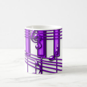 Purple Piano Keyboard Music Notes Coffee Mug