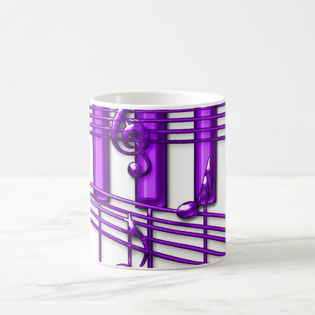 Purple Piano Keyboard Music Notes Coffee Mug (Center)