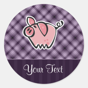 Purple Pig Classic Round Sticker