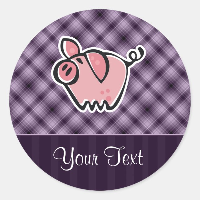 Purple Pig Classic Round Sticker (Front)