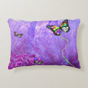 Purple Pillow with Colourful Butterflies