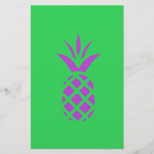 Purple pine apple in green. stationery (Front)