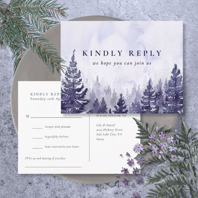 Purple Pine Forest Song Request RSVP Postcard (Purple Pine Forest Song Request RSVP Postcard)