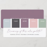 Purple & Pink 2021 Wedding Colour Palette Card