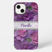 Purple & pink 3D roses, diamond frame custom