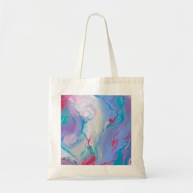 Purple Pink Abstract Colourful Marbled Painting Tote Bag (Front)