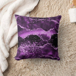 Purple pink agate marble throw pillow