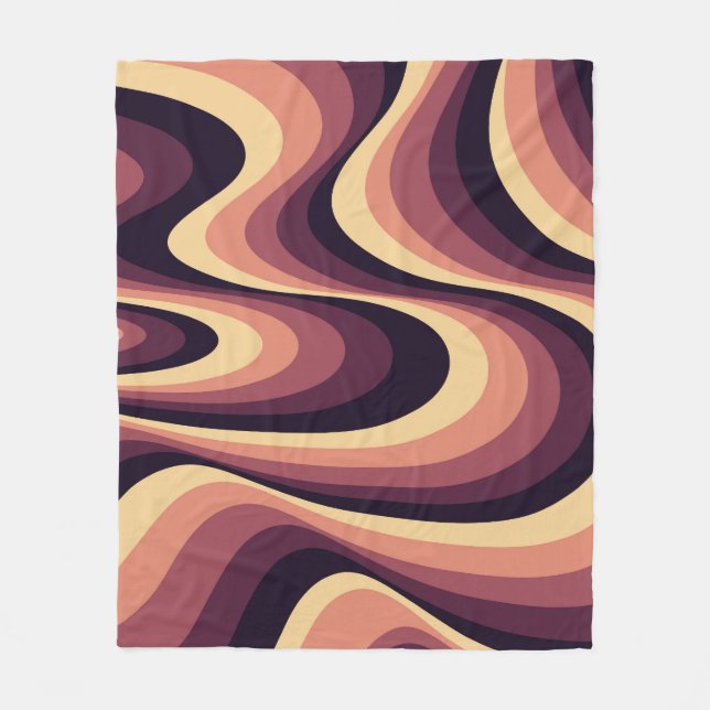 Purple, pink and beige abstract swirl design fleece blanket (Front)