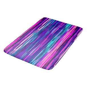 Purple, Pink and Blue Abstract Stripes Bath Mat