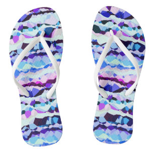 Purple, Pink and Blue Abstract Stripes Flip Flops