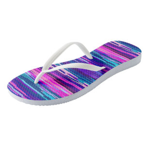 Purple, Pink and Blue Abstract Stripes Flip Flops