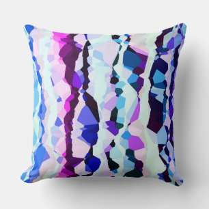 Purple, Pink and Blue Abstract Stripes Throw Pillow
