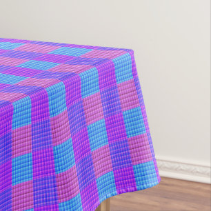 Purple Pink And Blue Checked Tartan Design, Tablecloth