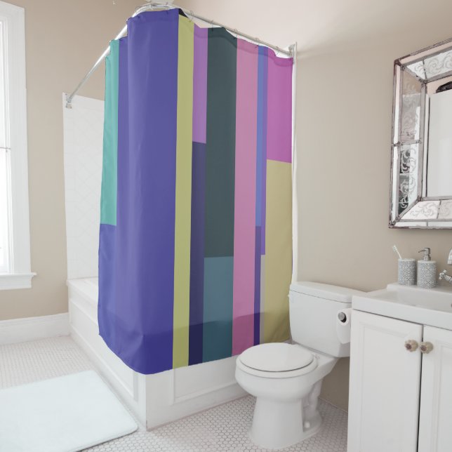 Purple, Pink and grey Abstract Stripes (In Situ)