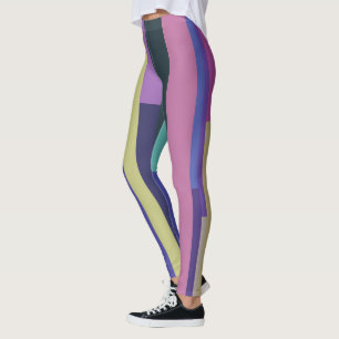 Purple, Pink and grey Abstract Stripes Leggings