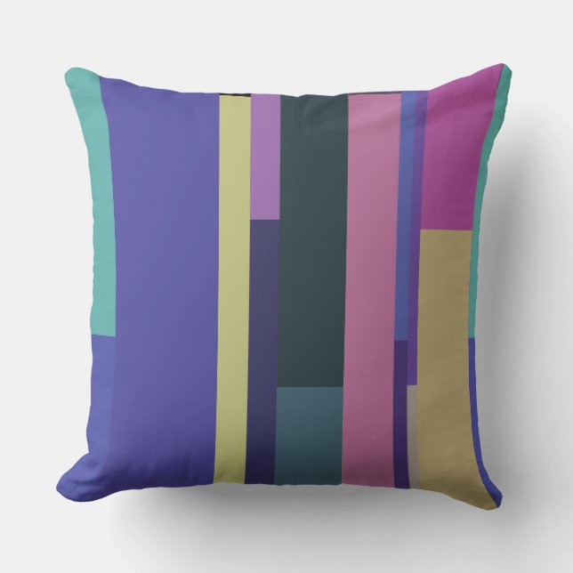 Purple, Pink and grey Abstract Stripes Throw Pillow (Front)