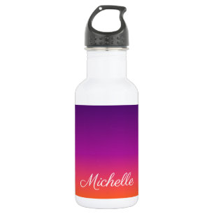 Purple, pink and orange gradient ombre 532 ml water bottle