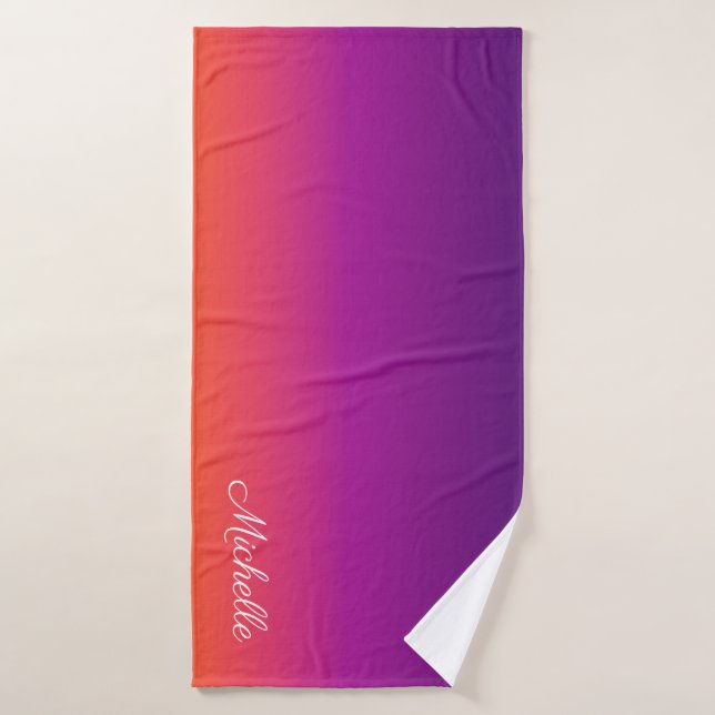 Purple, pink and orange gradient ombre bath towel (Bath Towel)