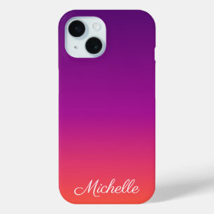 Purple, pink and orange gradient ombre iPhone 15 case