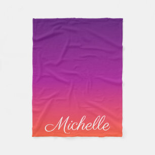 Purple, pink and orange gradient ombre fleece blanket