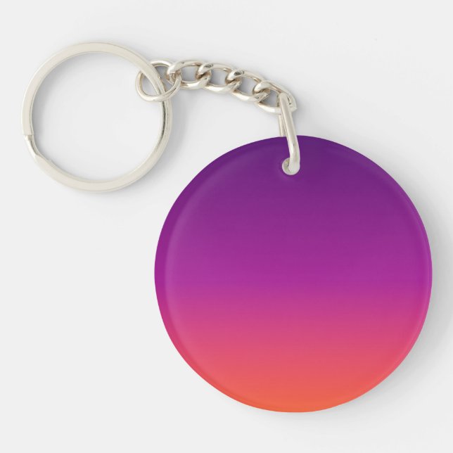 Purple, pink and orange gradient ombre keychain (Front)