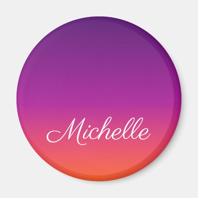 Purple, pink and orange gradient ombre magnet (Front)