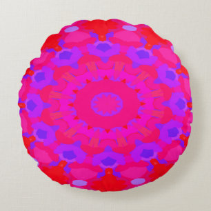 Purple, Pink and Orange Mandala Round Pillow