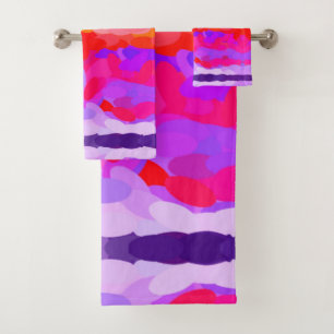 Purple, Pink and Orange Tie Dye Bath Towel Set