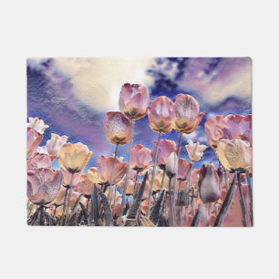 Purple pink and orange tulips doormat