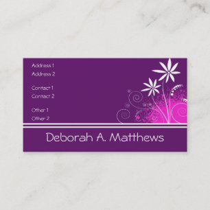Purple, Pink and White Flowers Business Card