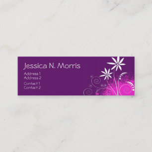 Purple, Pink and White Flowers Mini Business Card
