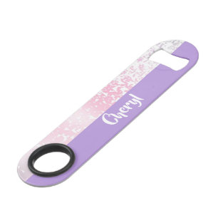 Purple, pink and white ombre glitter bar key