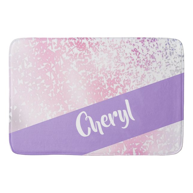 Purple, pink and white ombre glitter bath mat (Front)