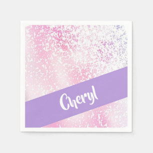 Purple, pink and white ombre glitter napkin