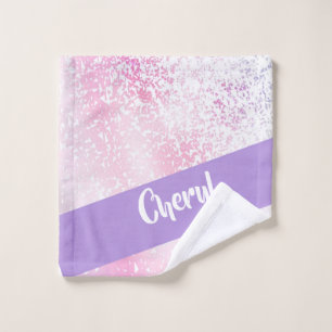 Purple, pink and white ombre glitter wash cloth