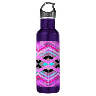 Purple Pink & Aqua Geometric Crossing Stripes 710 Ml Water Bottle