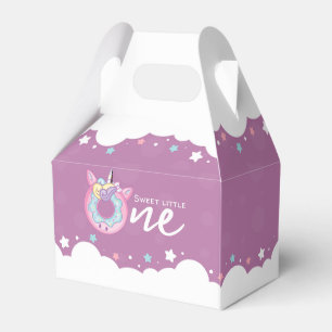 Purple Pink Baby Girl Sweet One 1st Birthday Donut Favor Box