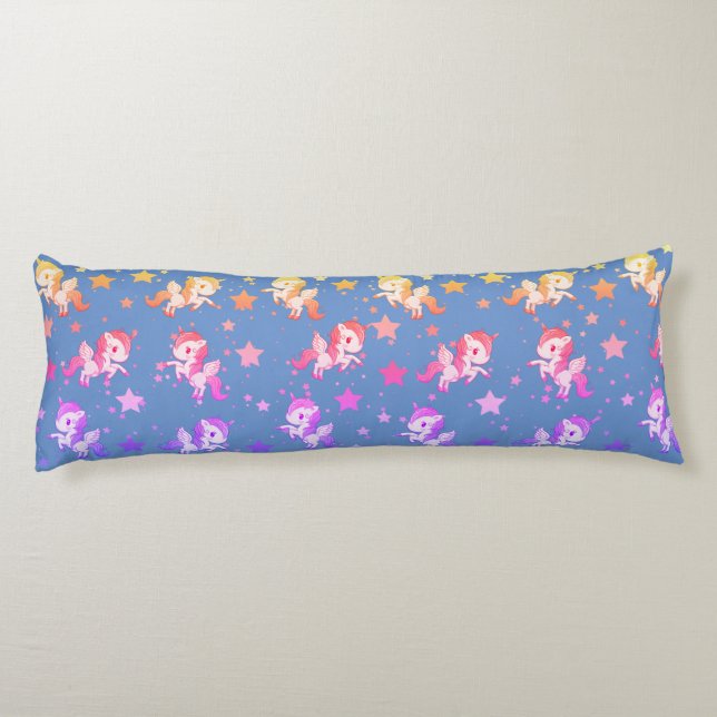 Purple & Pink Baby Unicorns Body Pillow (Back)