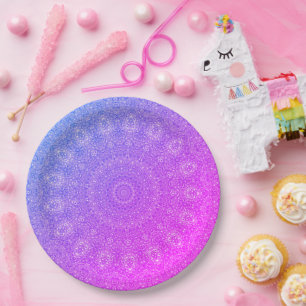 purple pink bead doilies paper plates