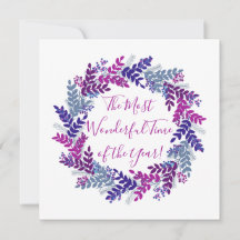 Purple Pink Berry Wonderful Time Christmas Wreath