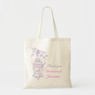 Purple pink bird wedding attendant bridesmaid bag