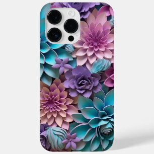 PURPLE PINK BLUE 3-D PAPER LOOK FLOWERS Case-Mate iPhone 14 PRO MAX CASE